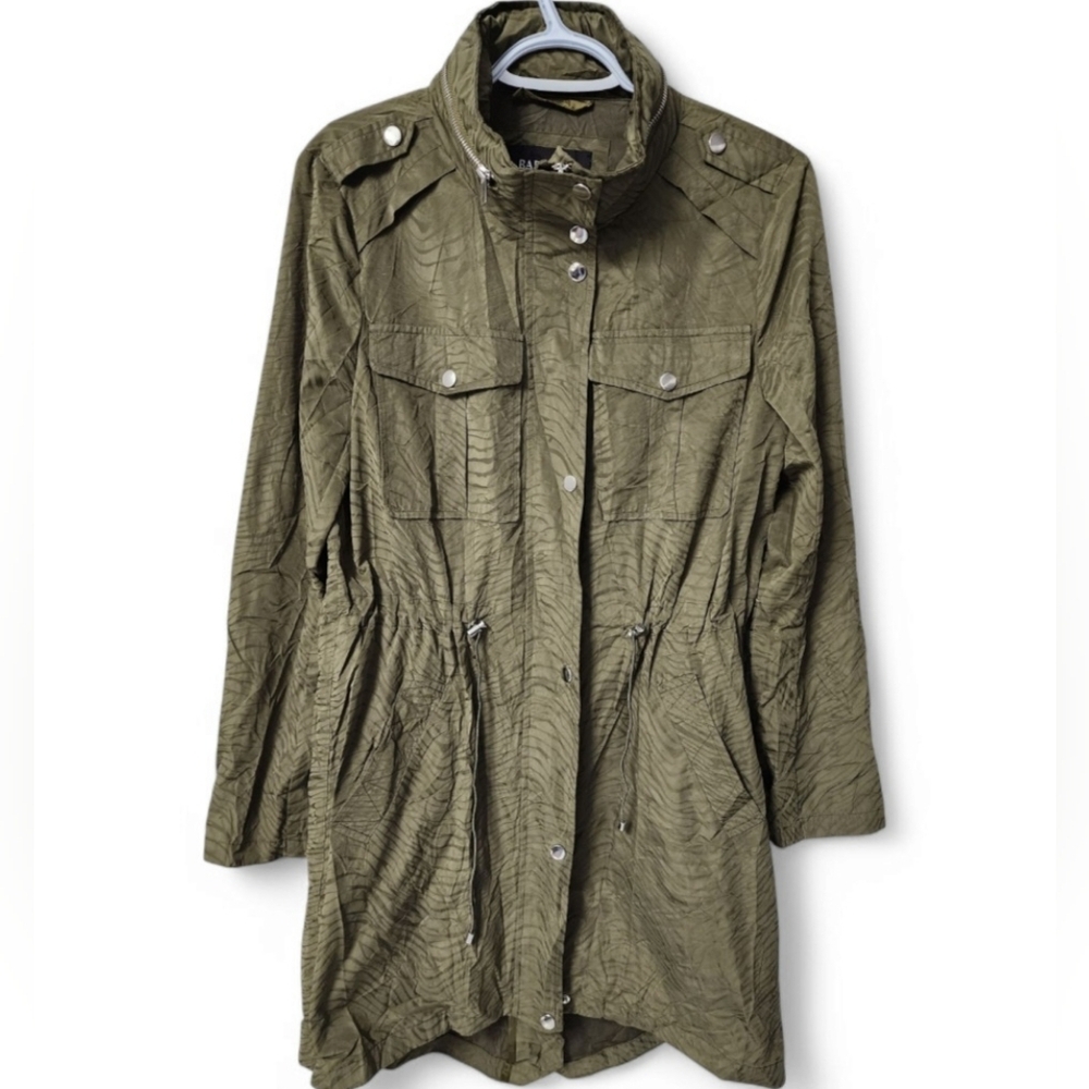 Badgley Mischka Olive Trench Coat Jacket - Picture 4 of 9